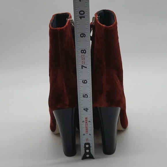 857- ZARA Burgundy Velvet Ankle Boots | Chunky Heel | Size 5.5 NWT - Picture 6 of 9